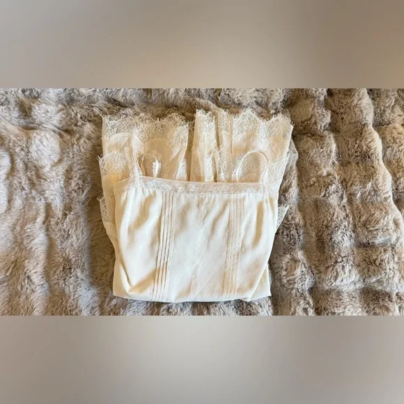 Reformation Cream Lace-Trim Slip Mini Dress - Picture 14 of 15